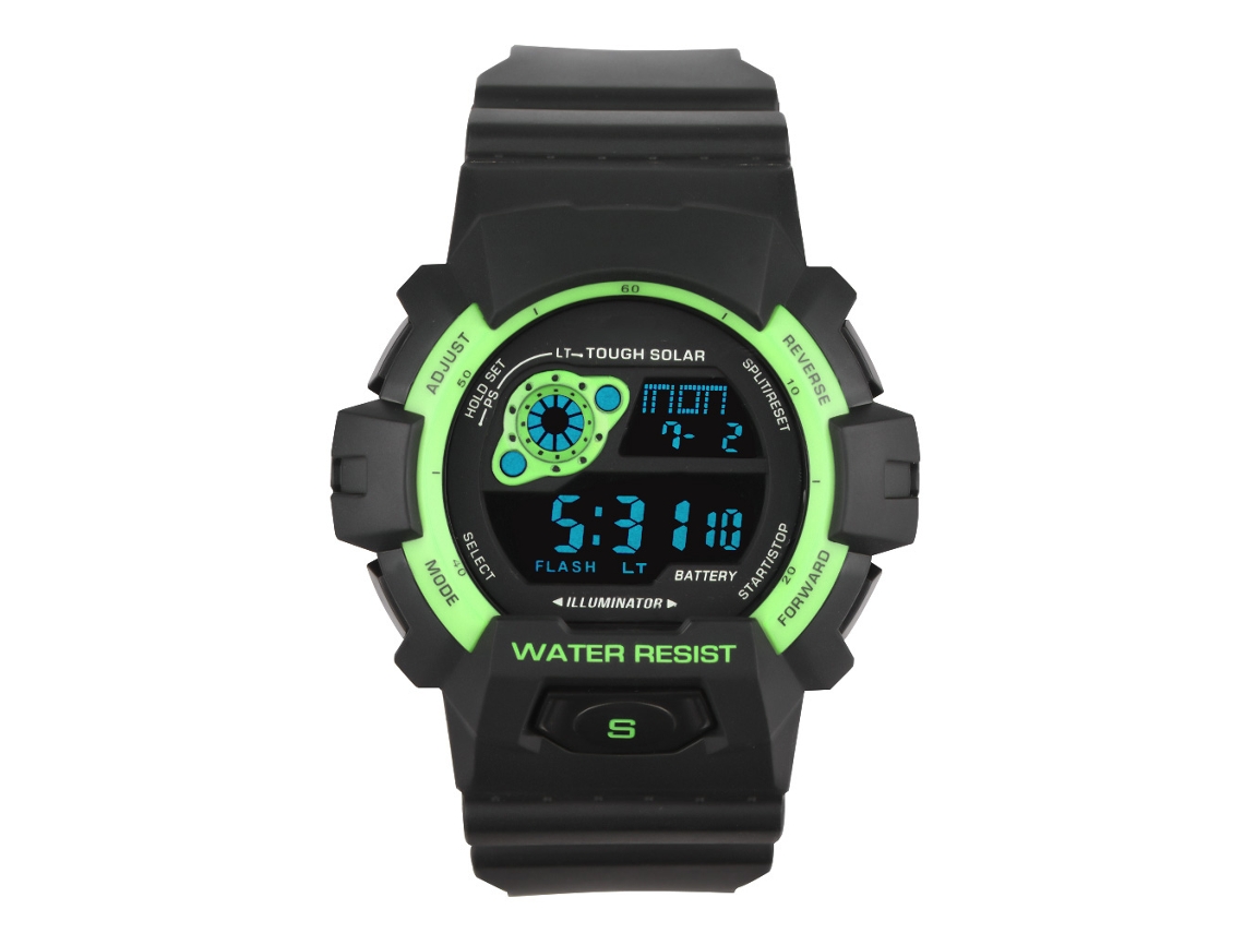Elegante Reloj Deportivo Digital Multifuncional, Resistente Al Agua, Con Correa De Pu (verde).