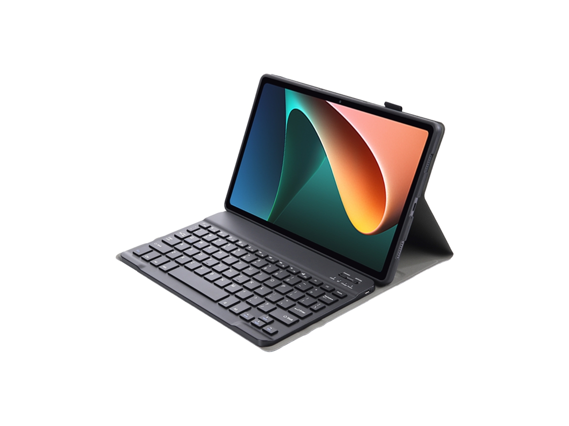 Funda De Cuero Con Teclado Bluetooth Desmontable Ultradelgada Para Xiaomi Pad 6S Pro 12.4 Pulgadas -Negro ZRUXE