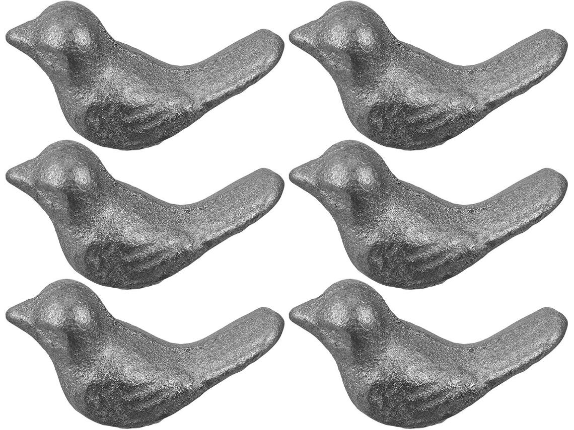 Juego de 6 figuras de pájaros de hierro fundido, ornamentales para jardín, decoración de interiores, esculturas resistentes, GOKOCO