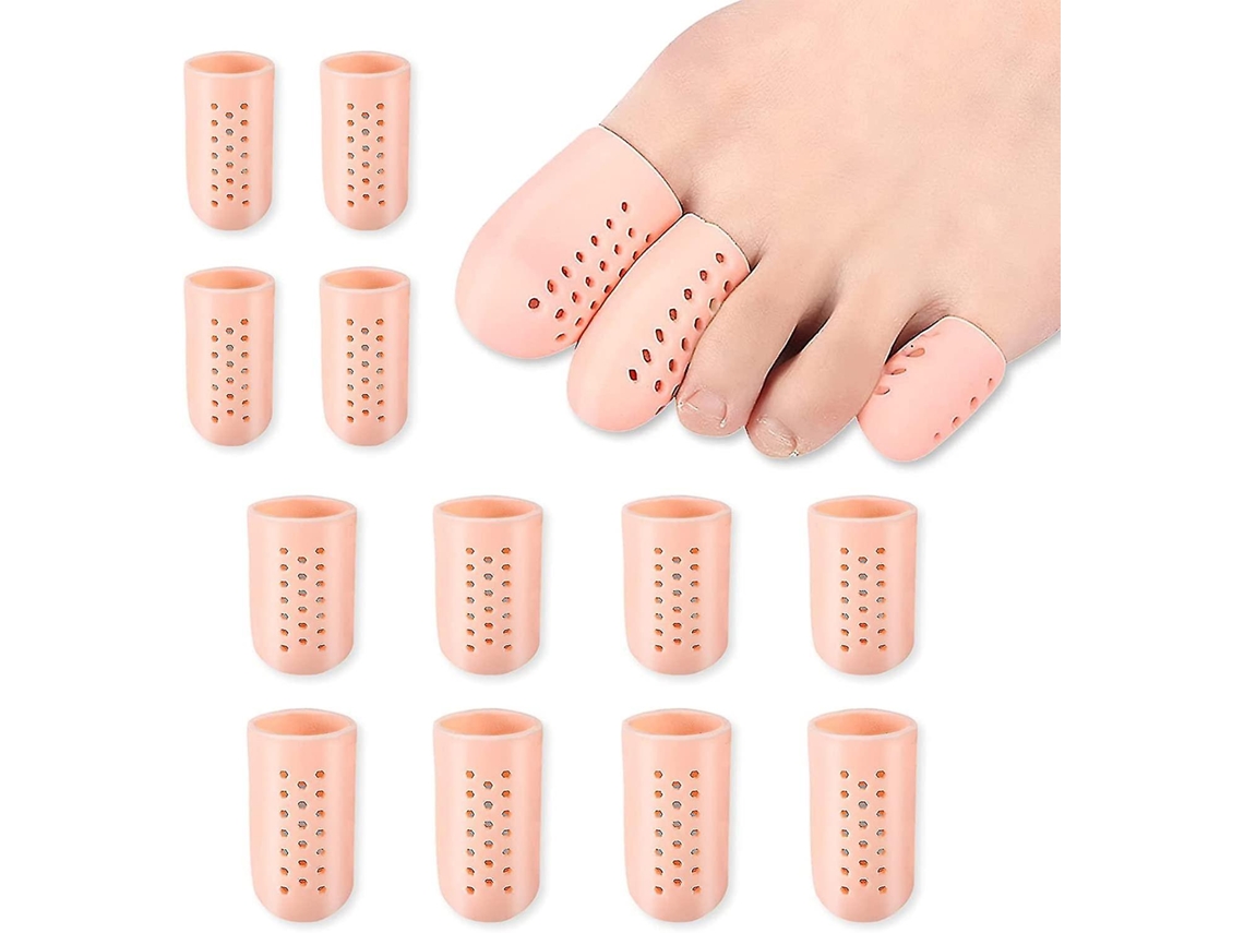 12 Protetores de Dedos Transparentes em Silicone para Alívio da Dor, Capas Antiderrapantes para Dedos para Esportes e Atividades Diárias - Rosa