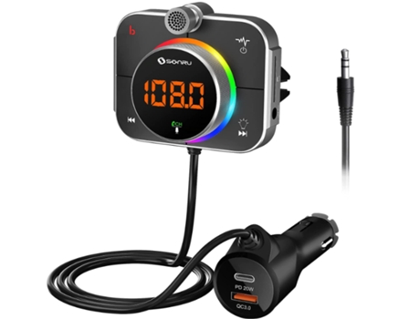 Cargador de Coche CHRONUS QP-Charge22901-20hmy Com Transmissor FM (Bluetooth 5.0 - USB - Negro)