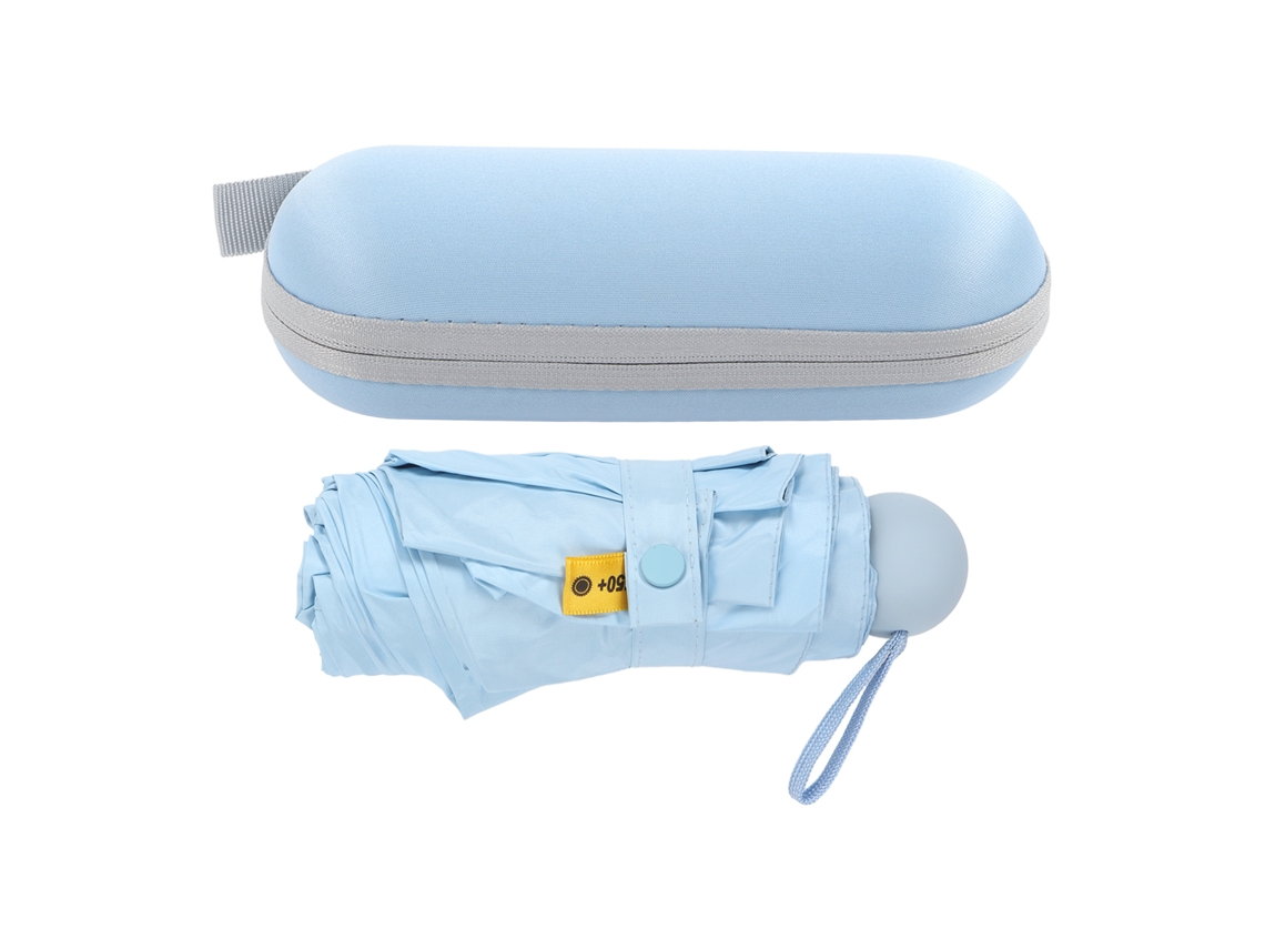 Paraguas Plegable Viaje Sol Lluvia Uv Protección Mini Portátil Con Caja Azul Para Hombre Mujer