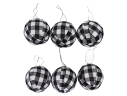 Bolas de Navidad de 70 mm para decorar el árbol, blancas y negras a cuadros (6 unidades)
