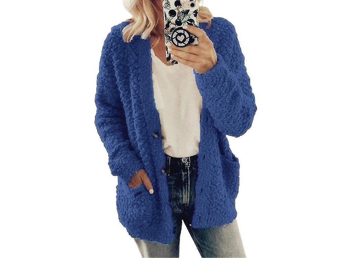 2026-abrigo De Mujer Suave Y Cálido Cardigan De Felpa Con Forro Fluffy Tallas Plus