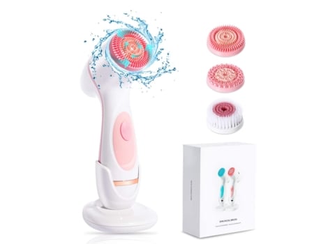 Escova de limpeza facial, escova facial giratória recarregável USB para esfoliação suave, esfoliação profunda, massagem e remoção de cravos, rosa...