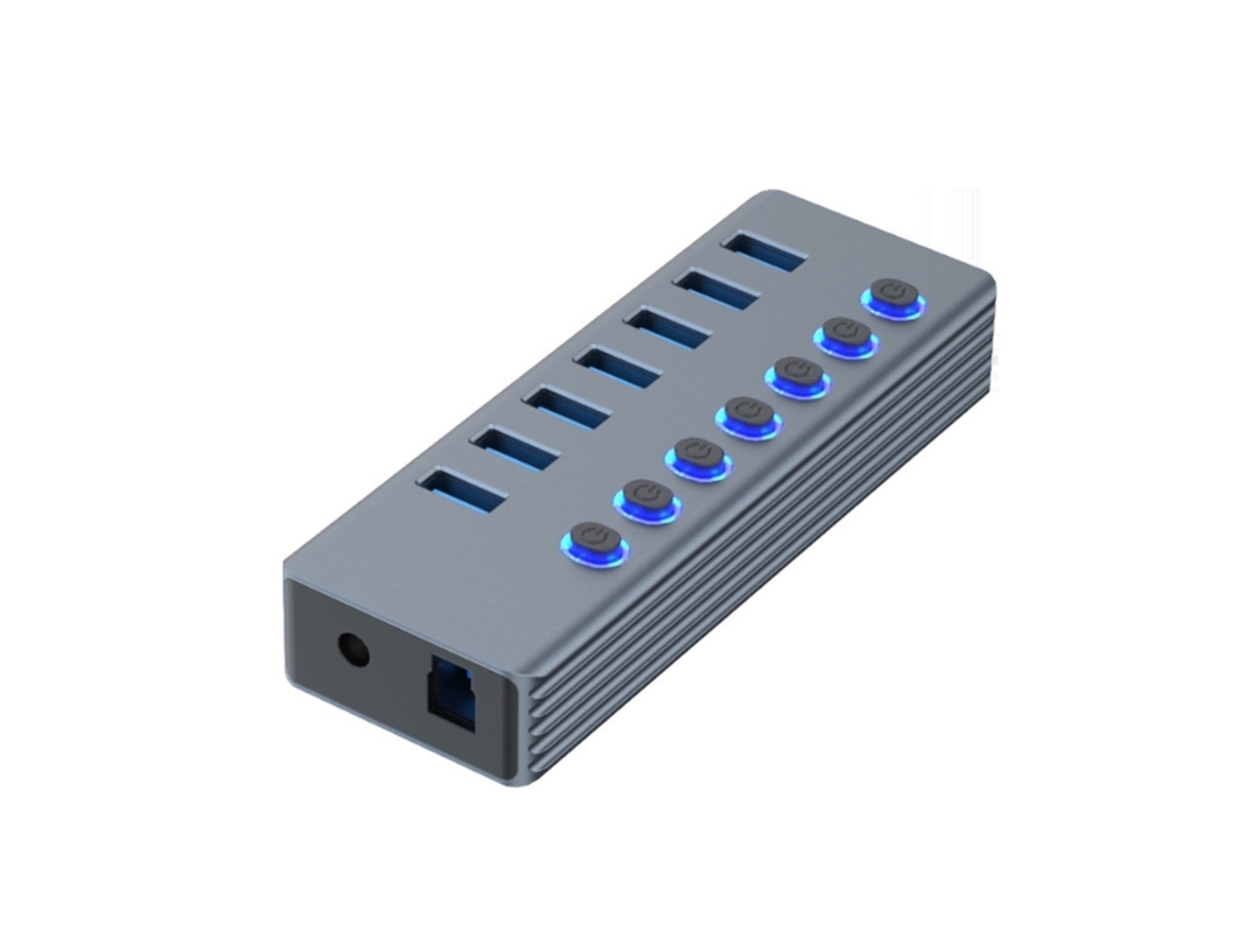 Estación de acoplamiento USB Bestvite con 7 puertos, cable USB, LED, interruptores de encendido y apagado individuales, color gris
