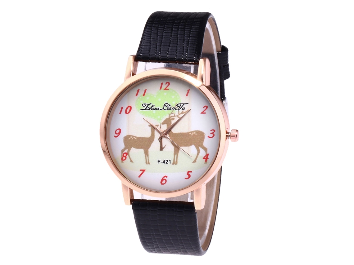 Reloj De Pulsera De Moda Para Mujer En Piel Sintética De Cocodrilo Con Movimiento De Cuarzo Negro.