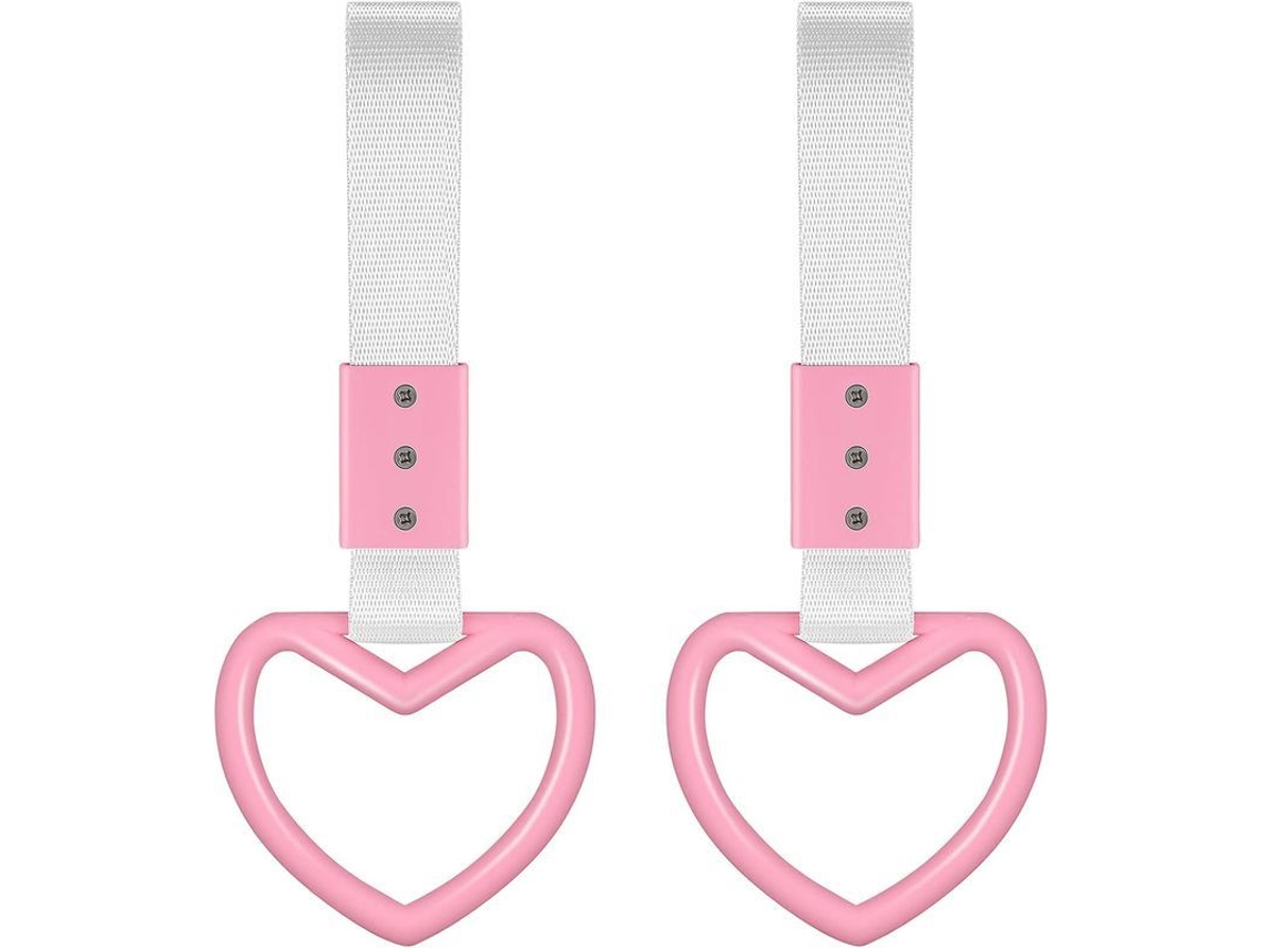 2 Cintas Corazón Para Mango De Coche Con Cuerda Plateada Decora Y Alerta Seguridad