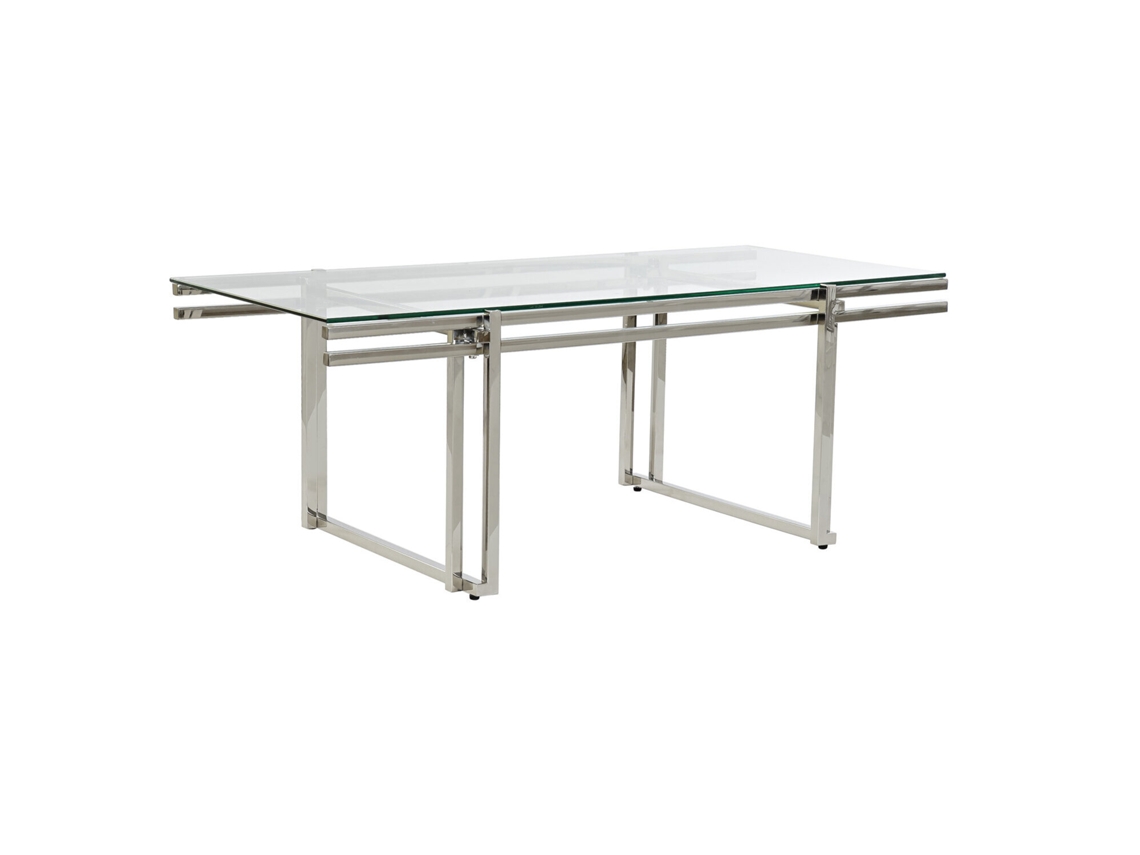 Mesa Centro Inox Cristal Plateado 120x60x45cm