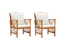 Sillas de jardín con cojines, 2 piezas, madera maciza de acacia, Dkd Home Decor