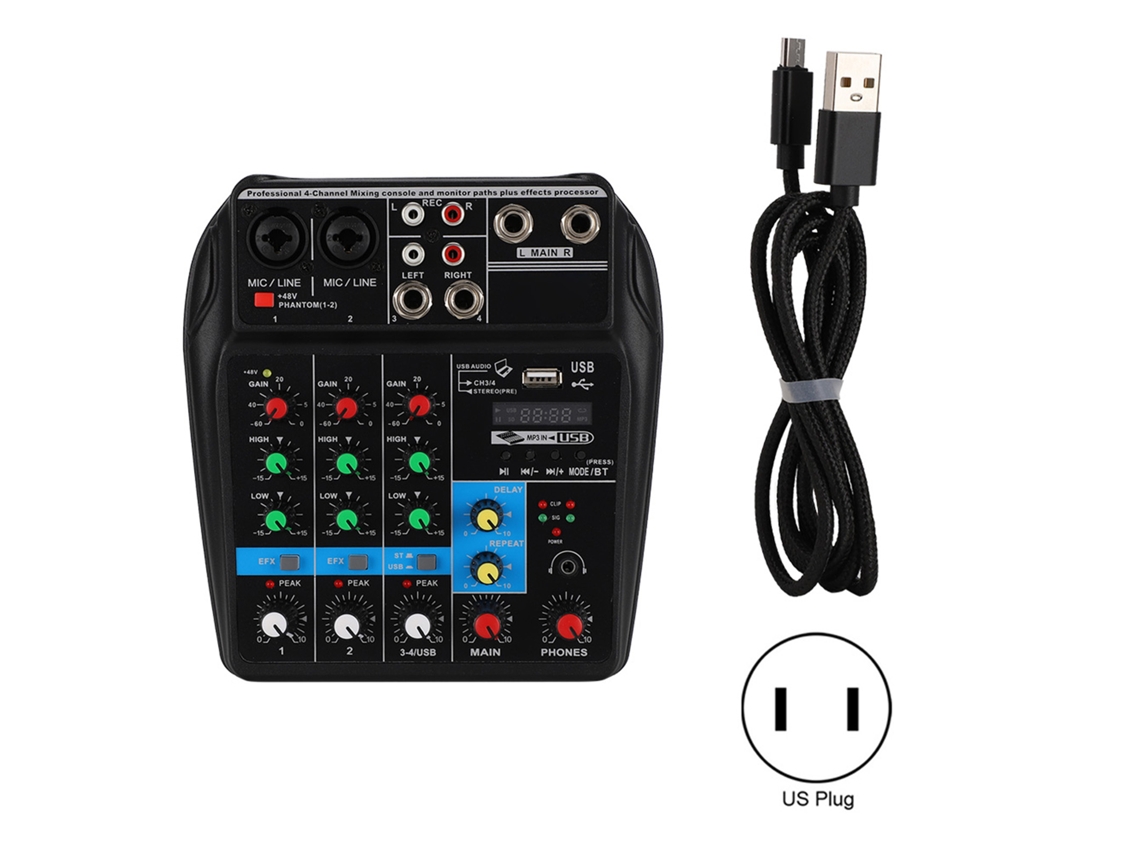Mesa De Mistura 4 Canais Com Placa De Som Bluetooth Usb Pequena Para Casa E Palco
