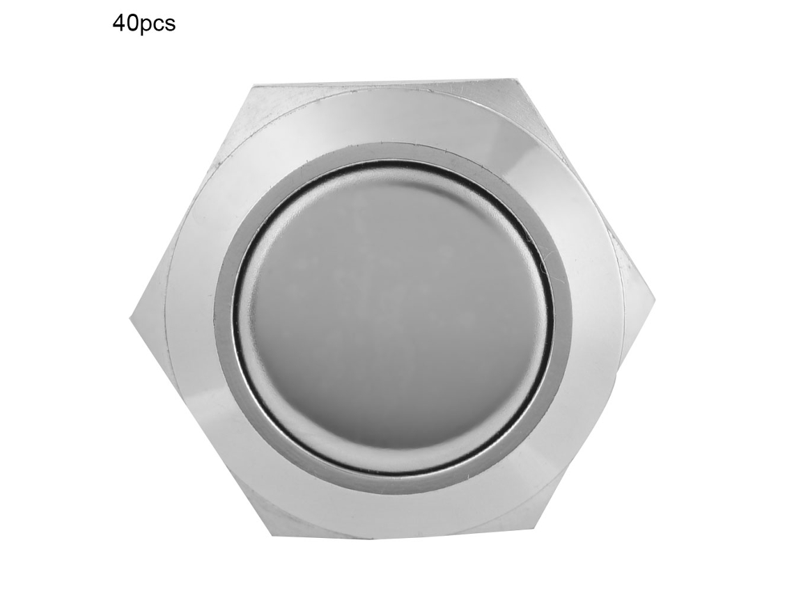 40 llaves de presión momentáneas de metal impermeables de 19 mm con cabeza plana y 2 pines con reinicio automático.