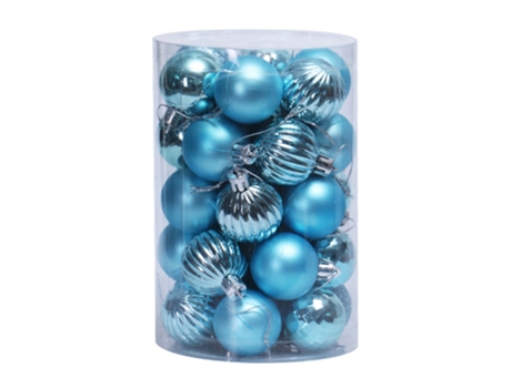 34 piezas de adornos de bolas de Navidad inastillables de 4 cm para la decoración del árbol de Navidad, azul claro