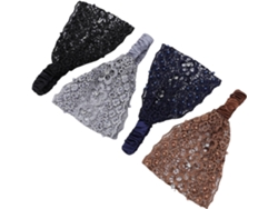 Juego de 4 diademas anchas de encaje vintage para mujer, suaves, elásticas y delicadas con la piel. SFUSHOS