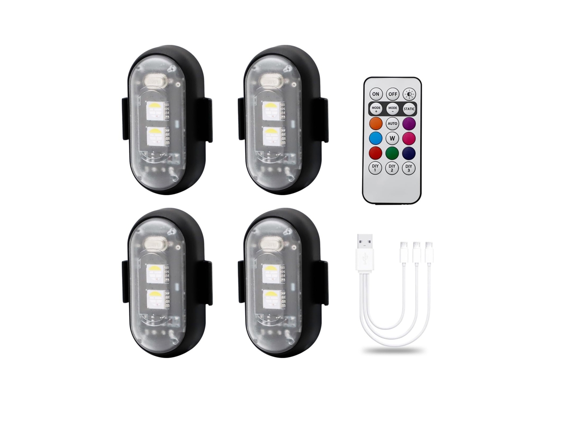 4 luces estroboscópicas LED magnéticas con control remoto, 8 colores, luces LED anticolisión inalámbricas, luces de emergencia recargables, Jytgalx