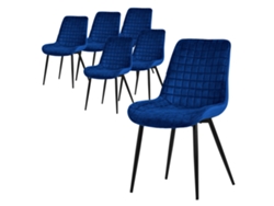ML-DESIGN Juego de 6 sillas de comedor azul oscuro con respaldo y asiento ergonómico