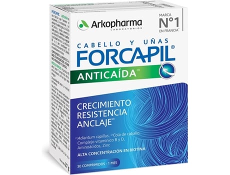 Arkopharma Forcapil 30 comprimidos ayuda reducir del cabello crecimiento resistencia y anclaje alta concentración biotina complemento alimenticio