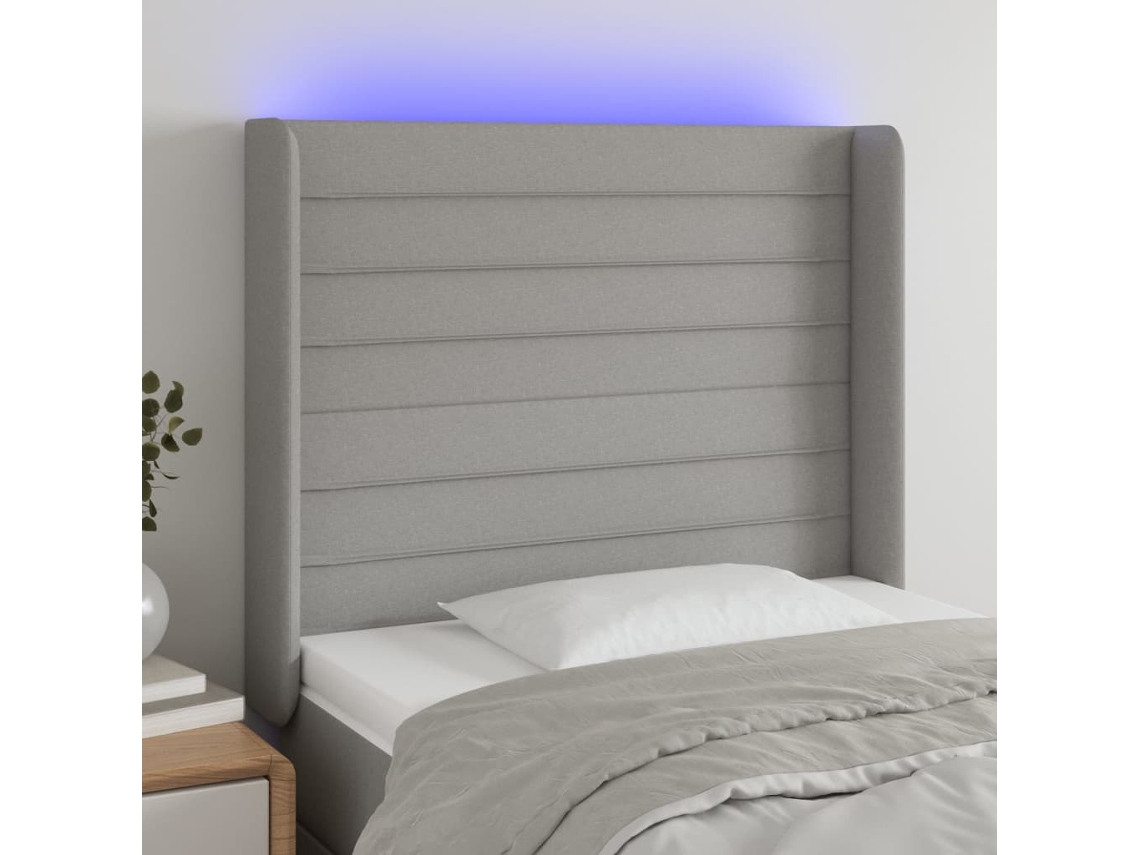 Cabecero Con Led De Tela Gris Claro 83x16x118/128 Cm