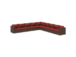 Maison Exclusive - Set Muebles De Jardín 9 Piezas Y Cojines Ratán Sintético Marrón