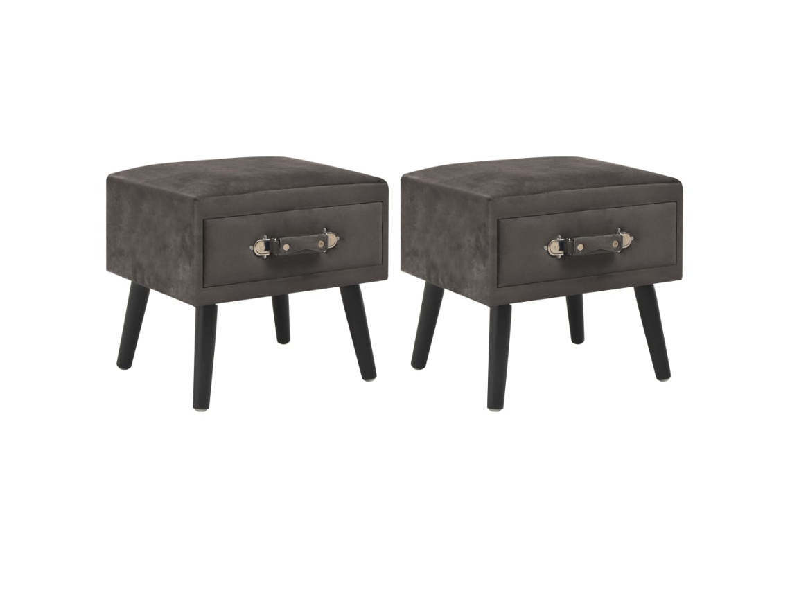 Mesas-De-Cabeceira LOVELY HOME Mesinha 2 Pcs 40X35X40 Cm Veludo Cinzento