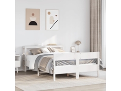 Estructura De Cama Sin Colchón Madera De Pino Blanca 140x200 Cm