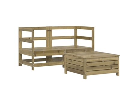 Conjunto 3 de sofás de jardín VIDAXL madera de pino impregnada