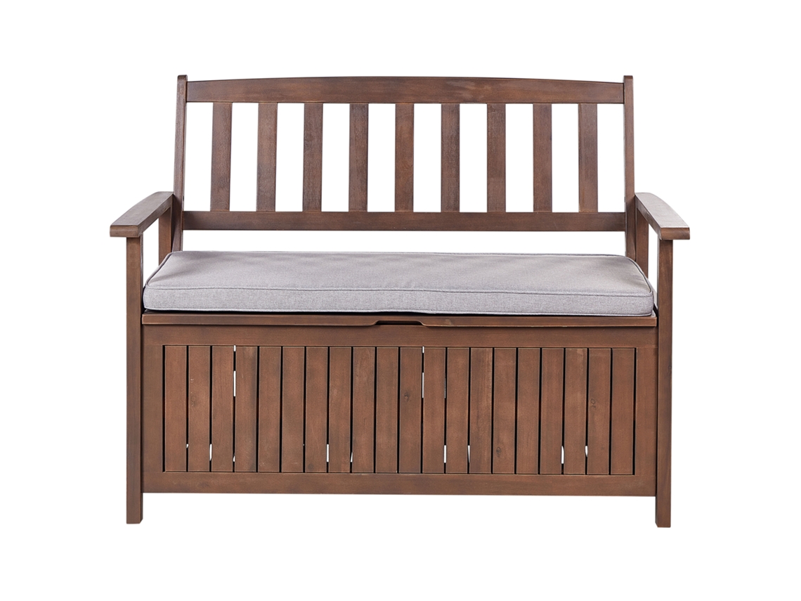 Banco con cojín BELIANI Sovana de Madera de acacia Madera oscura 120x60x91