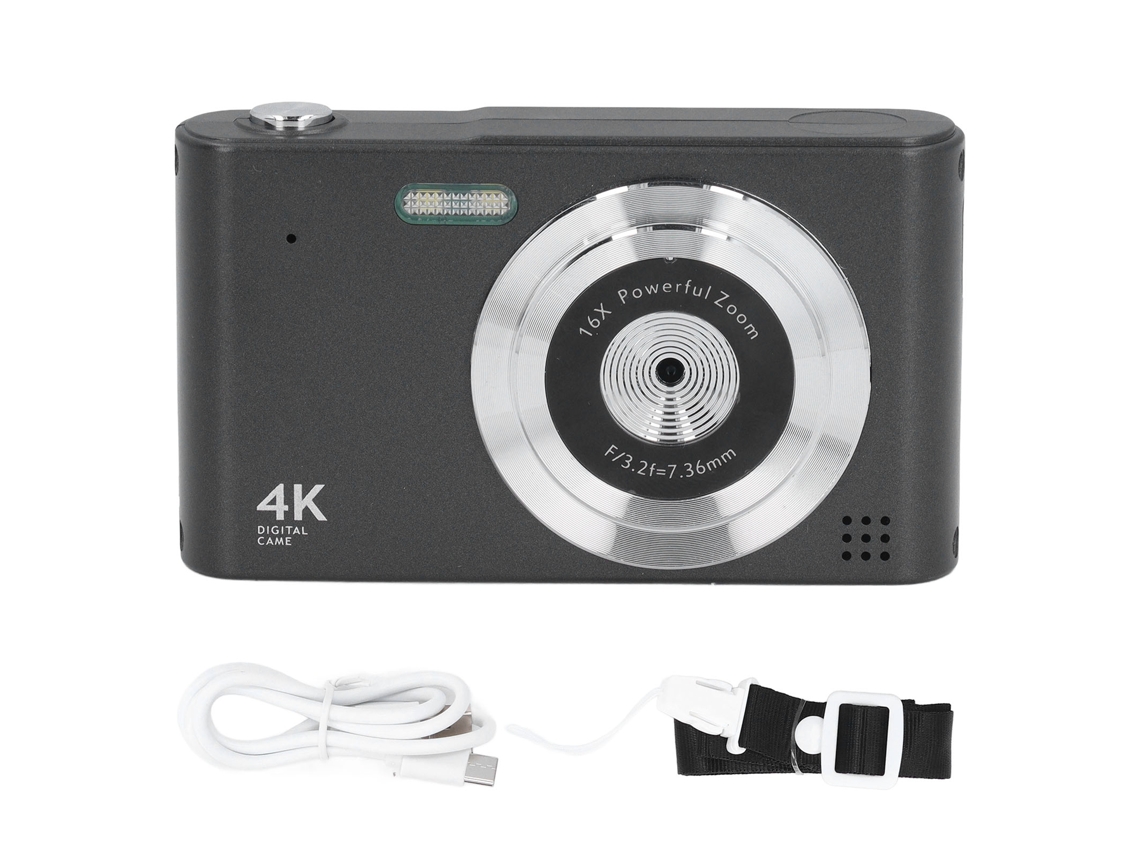 Cámara Digital Vintage Hd 4k De 2,4" Y 48 Mp Con Zoom 16x Y Estabilización De Imagen Para Fotografía De Viajes - Negra