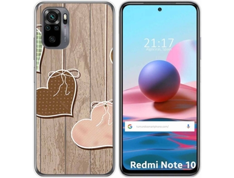 Carcasa Xiaomi Redmi Note 10 / 10S TUMUNDOSMARTPHONE Corazones Madera Multicolor
