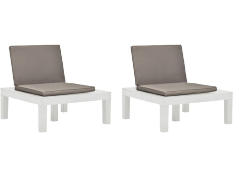 Conjunto 2 Tumbona de jardín VIDAXL Blanco Plástico (78x78x70 cm)