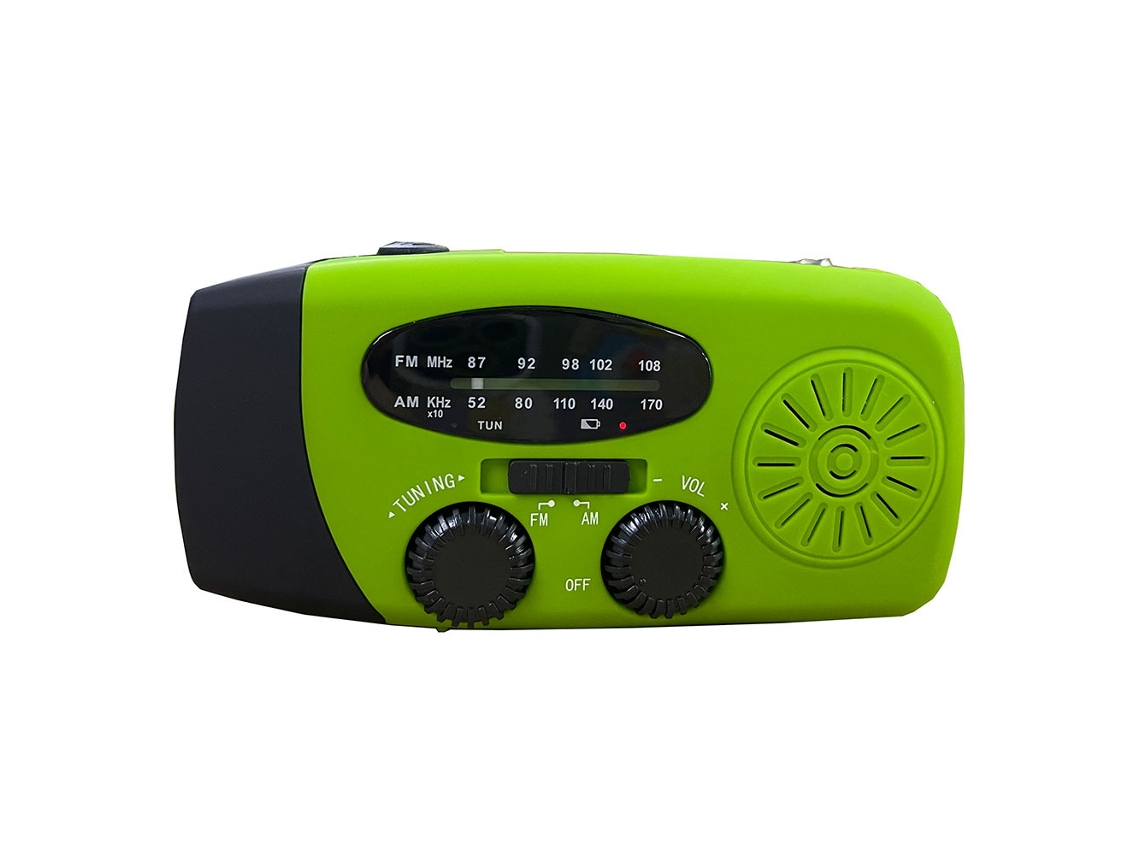 Radio portátil de emergencia Yuysan HN 071 FM/AM, recargable por energía solar, con dinamo de manivela, linterna LED, 2000 mAh, alarma SOS azul claro
