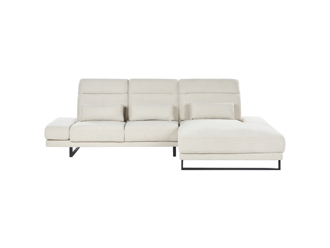 Sofá De Esquina Beliani Ikast De Tecido Creme 320x214x105