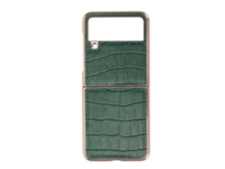 Capa Protetora De Couro Para Galaxy Z Flip4 Case Resistente A Riscos Tela Dobrável Verde