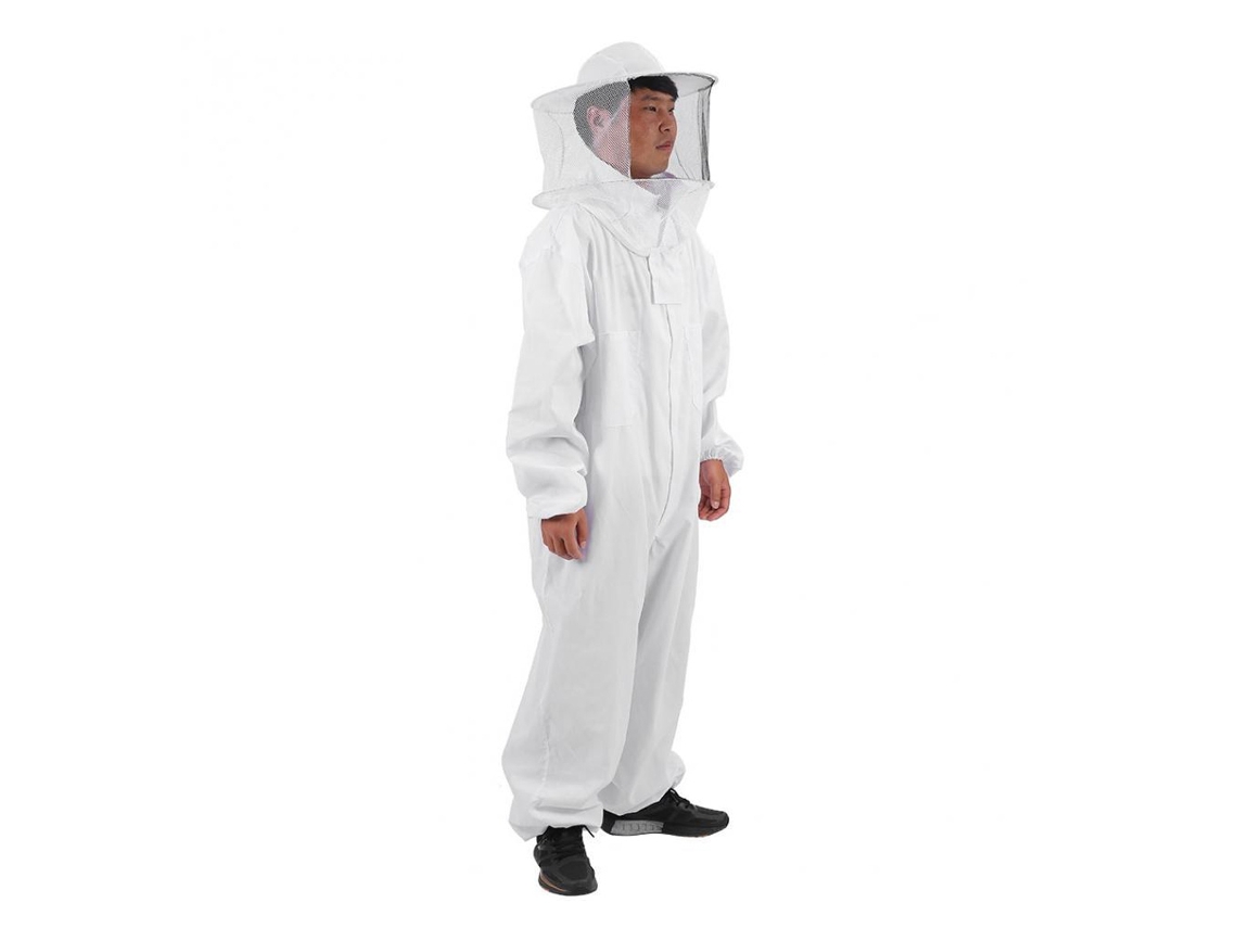 Traje de apicultor profesional de cuerpo entero con velo y sombrero redondo, blanco, talla XL