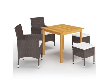 Conjunto 5 de comedor de jardín de VIDAXL marrón