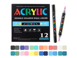 Bolígrafo De Dibujo De Doble Punta Para Estudiantes, Rotuladores De Pintura Acrílica De Punta Suave (12 Piezas/24 Colores) Digitallab