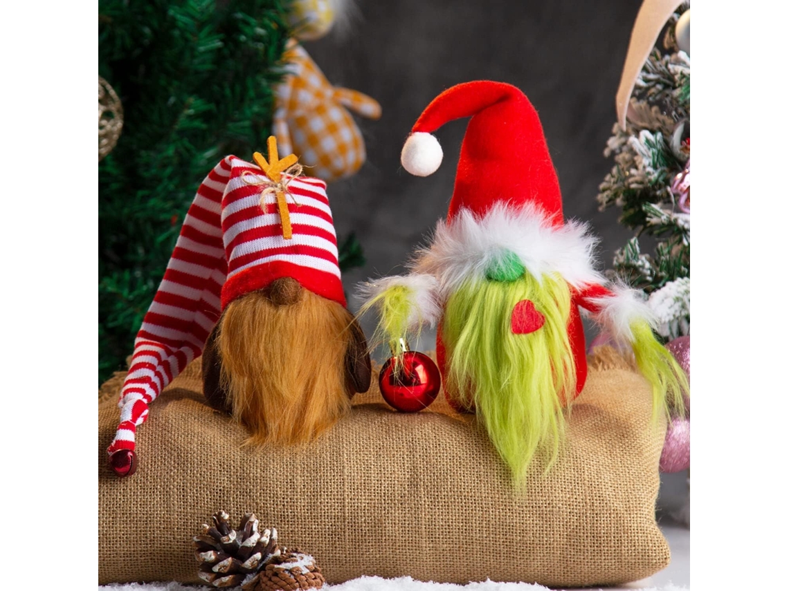 2 Adornos Navideños de Gnomos – Adornos de Mesa y Regalos Navideños de Peluche de Elfo Escandinavo