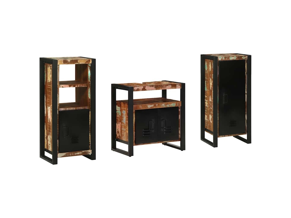Maison Exclusive - Juego De Muebles De Baño 3 Pcs Madera Sólida Recuperada