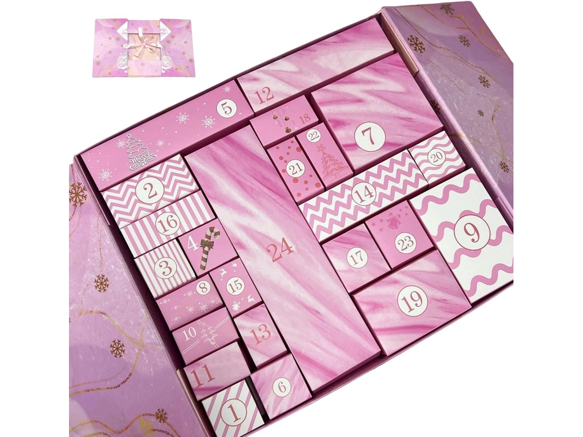 Cajas vacías para calendario de Adviento, 24 compartimentos reutilizables para la cuenta atrás navideña.