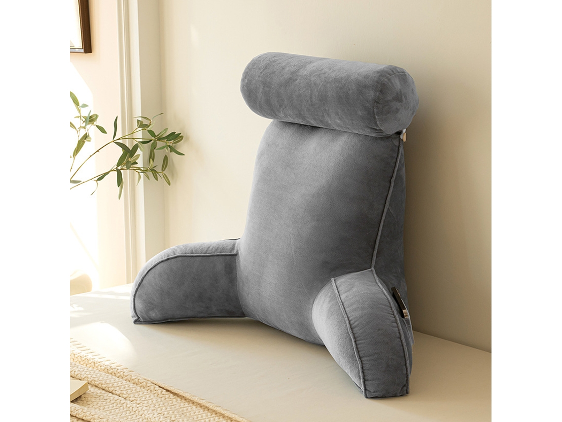 Cómoda Almohada De Lectura, Almohada De Respaldo Con Almohada Cervical Desmontable,gris/80x60cm Gertiz