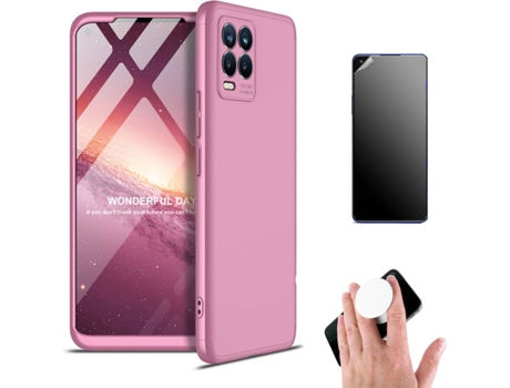 Carcasa + Protector + Popsocket Realme 8 5G Slim Armor 360º Rosa