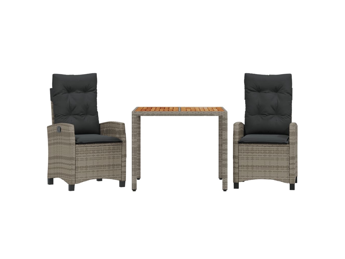 Maison Exclusive - Set Comedor De Jardín 3 Piezas Con Cojines Ratán Sintético Gris