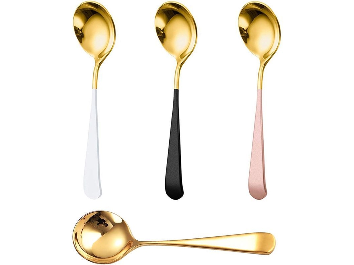 2026da-4 Cucharaditas De Acero Inoxidable 15.8cm Para Café Té Postres Yogur Helado Azúcar Condimentos