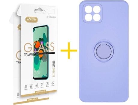 Carcasa + 2 Protectores de Pantalla para Huawei P40 Lite ACCETEL Morado Lila