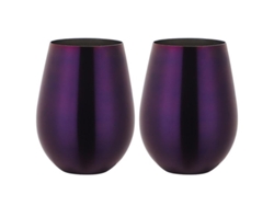 2026da-vasos De Vino Sin Tallos De Acero Inoxidable, Taza Portátil Al Aire Libre, Juego De 2 Vasos Metálicos Morado