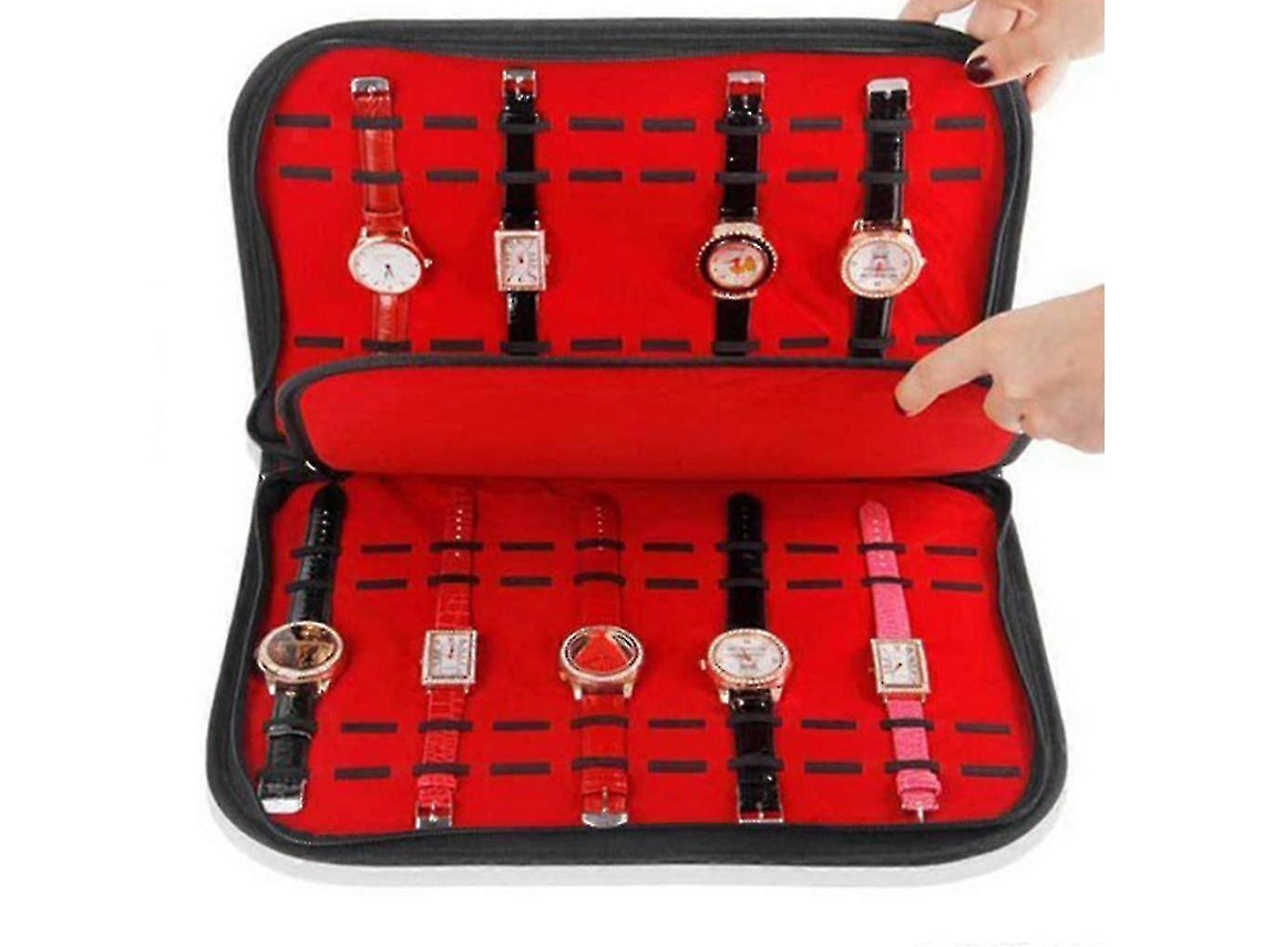 Estuche organizador con cremallera para 20 relojes, joyas y accesorios. Hengjian