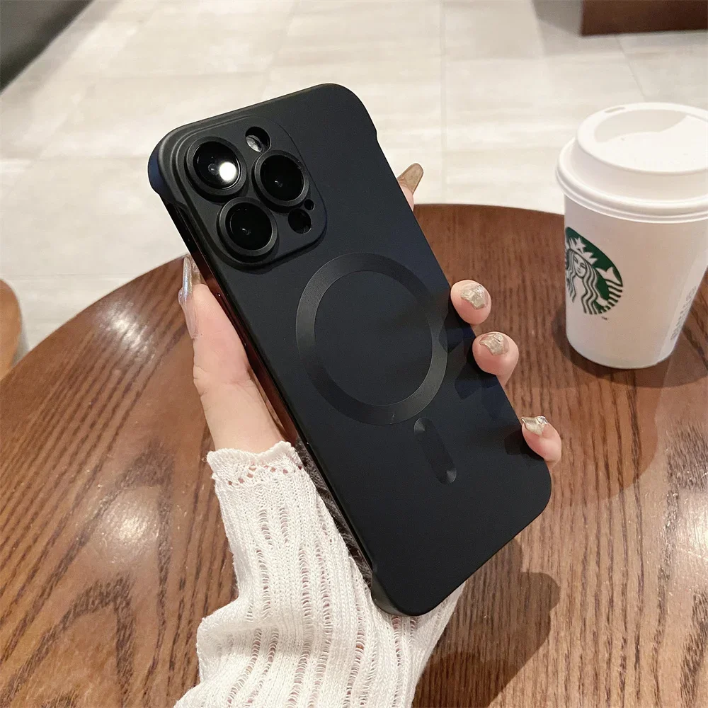 (iphone 16 Pro, Negro) Funda Magnética Magsafe Para Teléfono, Funda Protectora Rígida Mate Ultradelgada