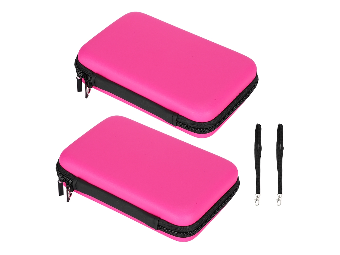 2pcs Bolsa De Armazenamento Portátil Eva Dura Proteção Para Nintendo 3ds Xl/ll Com 8 Ranhuras Para Cartões Rosa