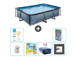 Piscina rectangular Exit-toys con efecto piedra - 300x200x65 cm - 7 piezas S285