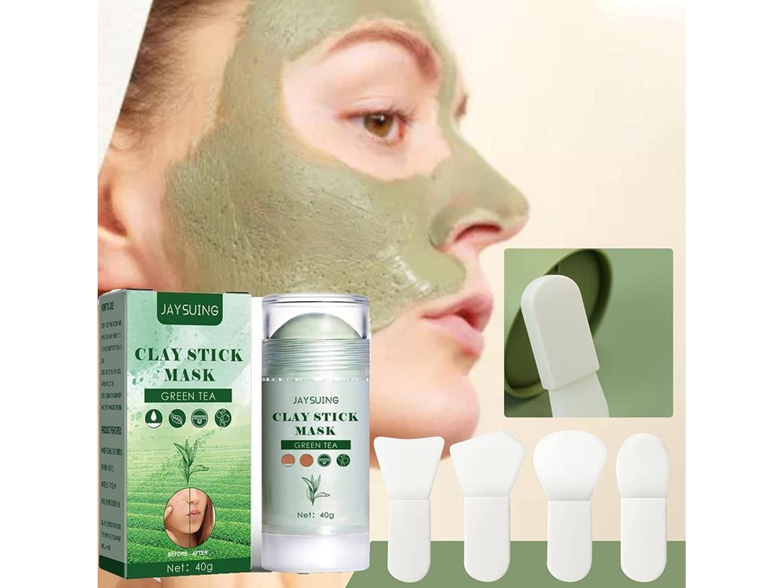 Mascarilla De Arcilla Con Té Verde Y 4 Cepillos De Silicona Para Una Limpieza Profunda Y Eliminación De Puntos Negros.